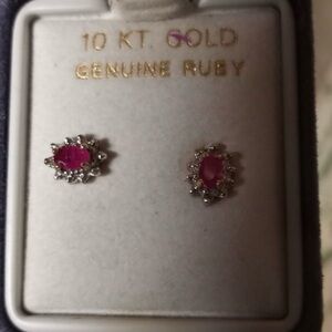Elegant Ruby and Diamond Stud Earrings